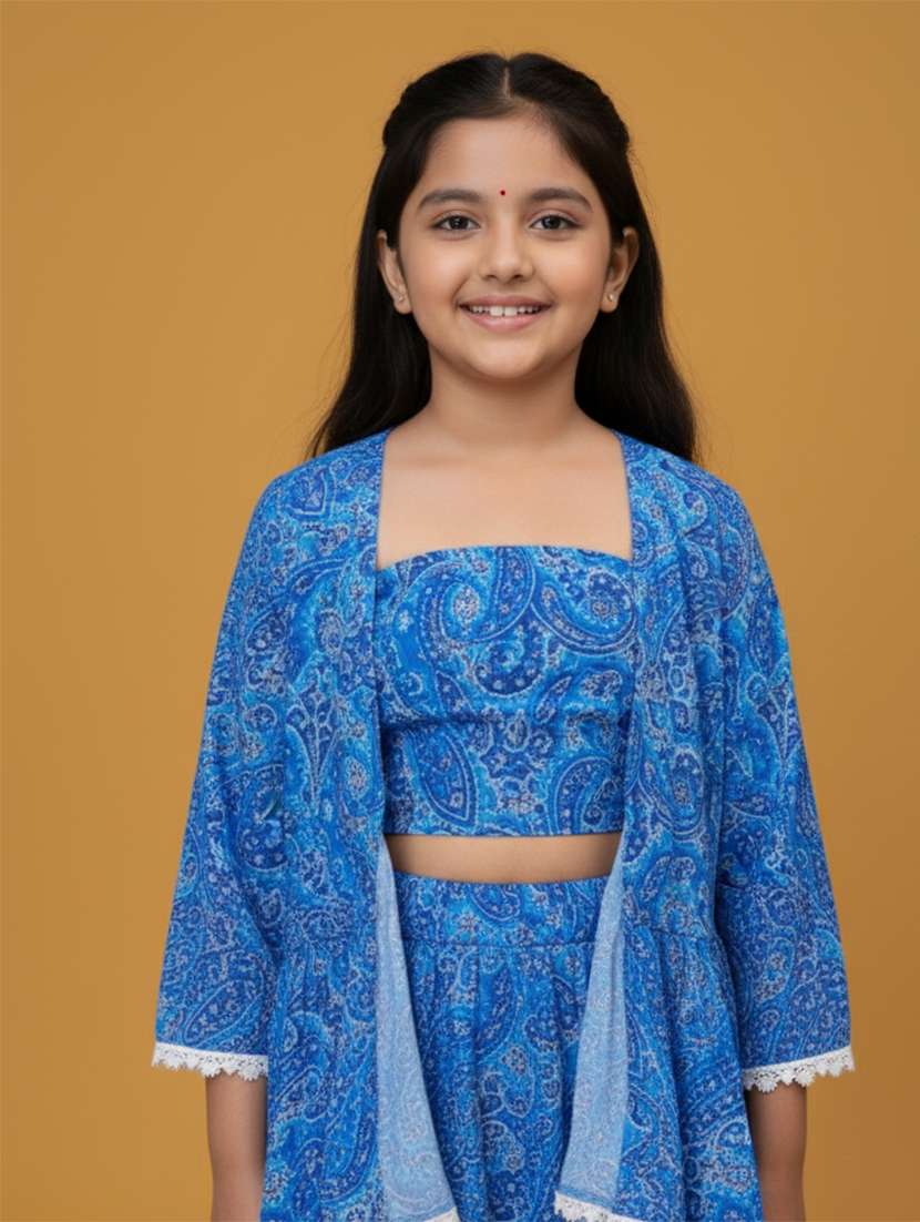 Kids Blue Viscose Skirt Top Set Suit Set - 22473213 -  Standard Image - 1