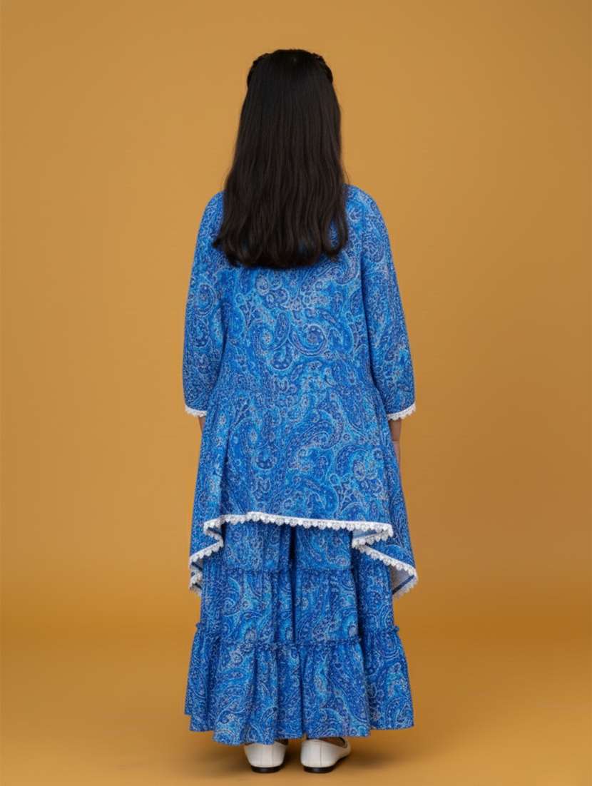 Kids Blue Viscose Skirt Top Set Suit Set - 22473213 -  Standard Image - 4