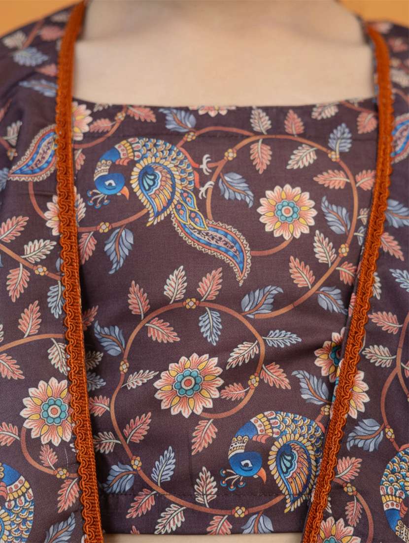 Girls Floral Brown Viscose Skirt Top Set Suit Set - 22473219 -  Standard Image - 4