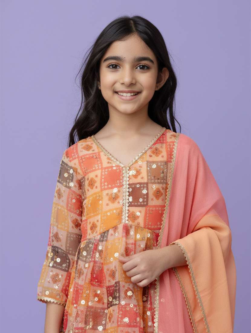 girl viscose kurta sharara set suit set - 22473222 -  Standard Image - 1