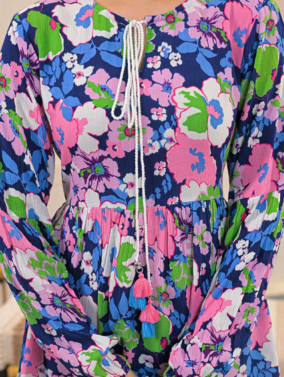 women multi colored viscose flared top - 22473241 -  Standard Image - 1