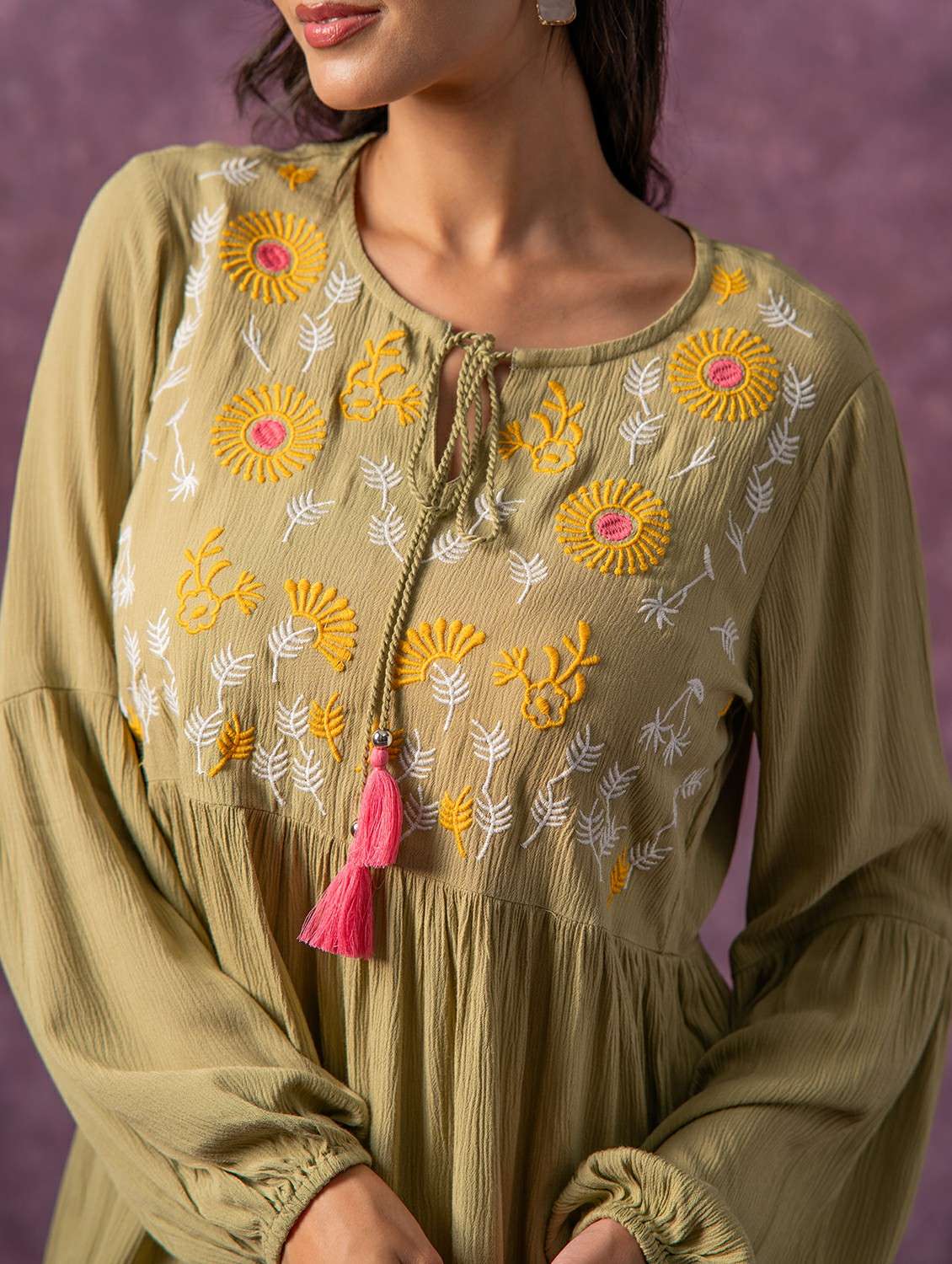 women green viscose flared top - 22473244 -  Standard Image - 1