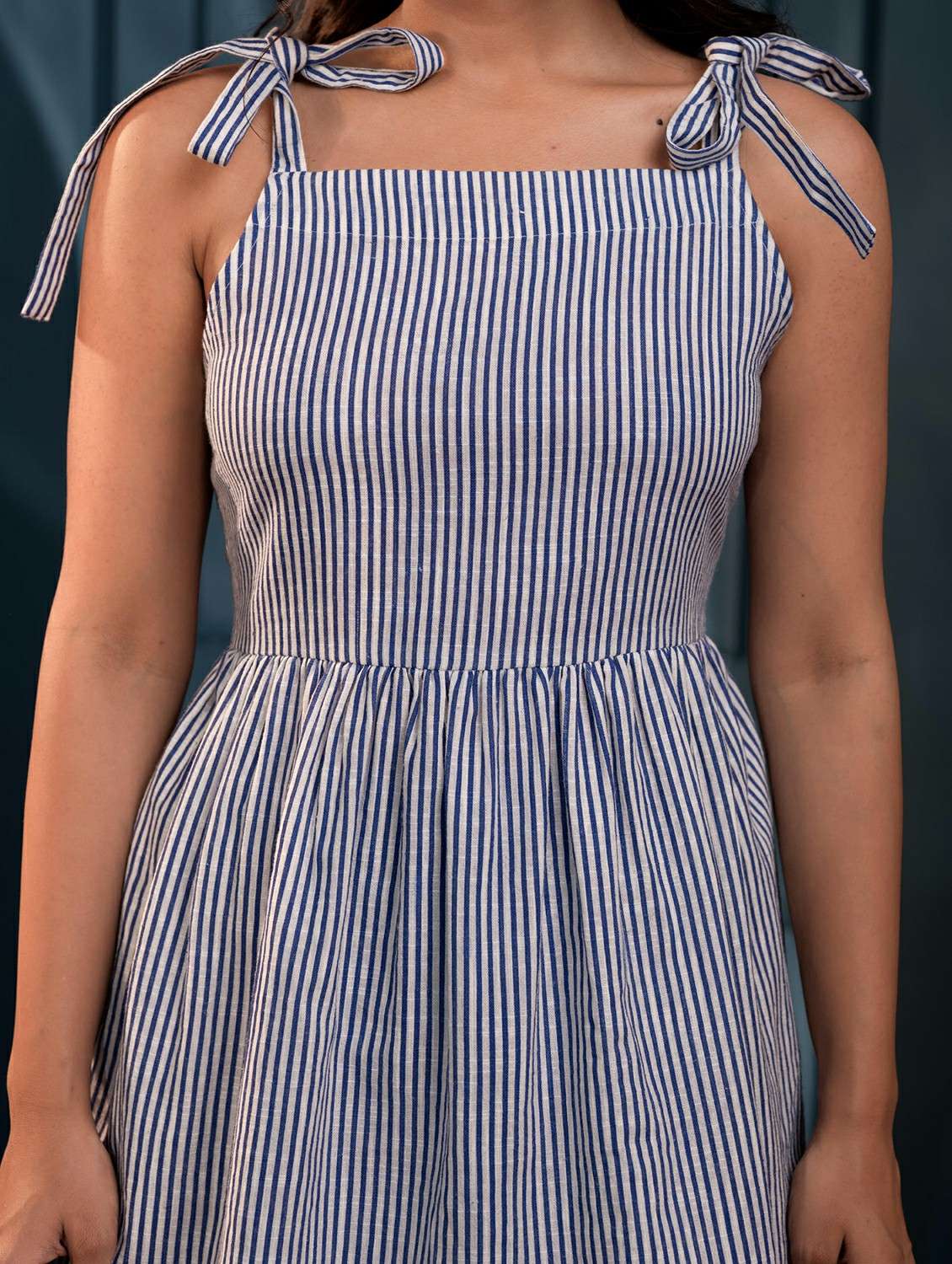 women blue cotton flared top - 22473252 -  Standard Image - 1