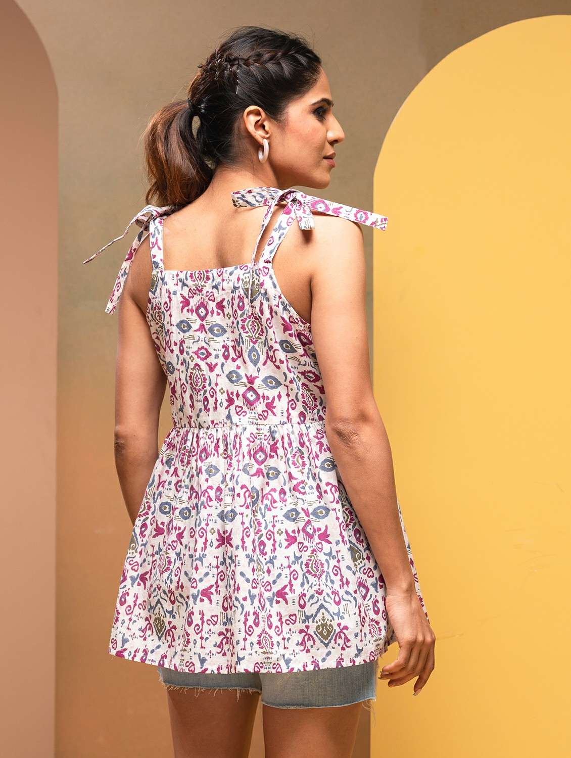 women pink cotton flared top - 22473253 -  Standard Image - 1