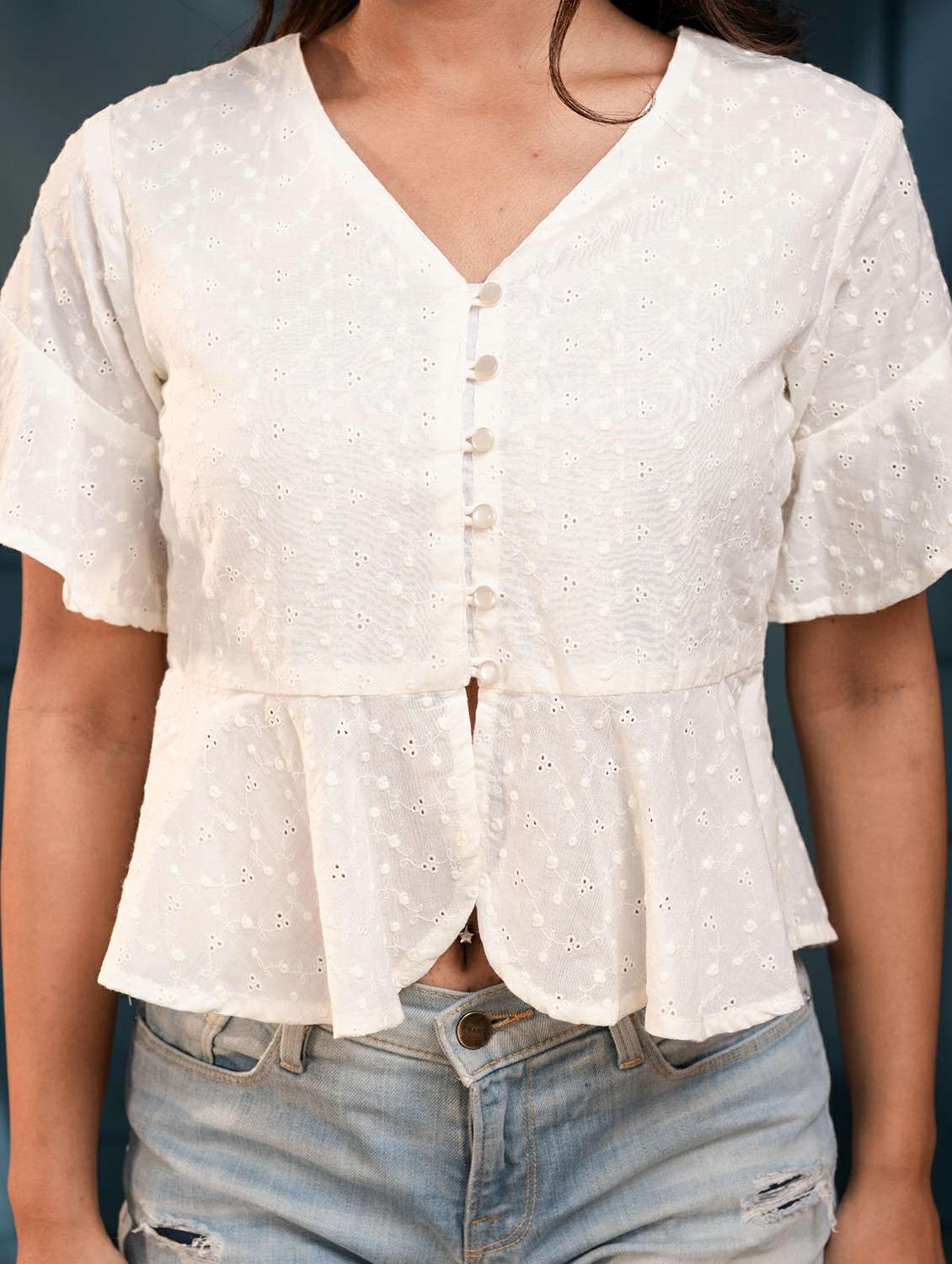 women off white cotton straight top - 22473256 -  Standard Image - 1