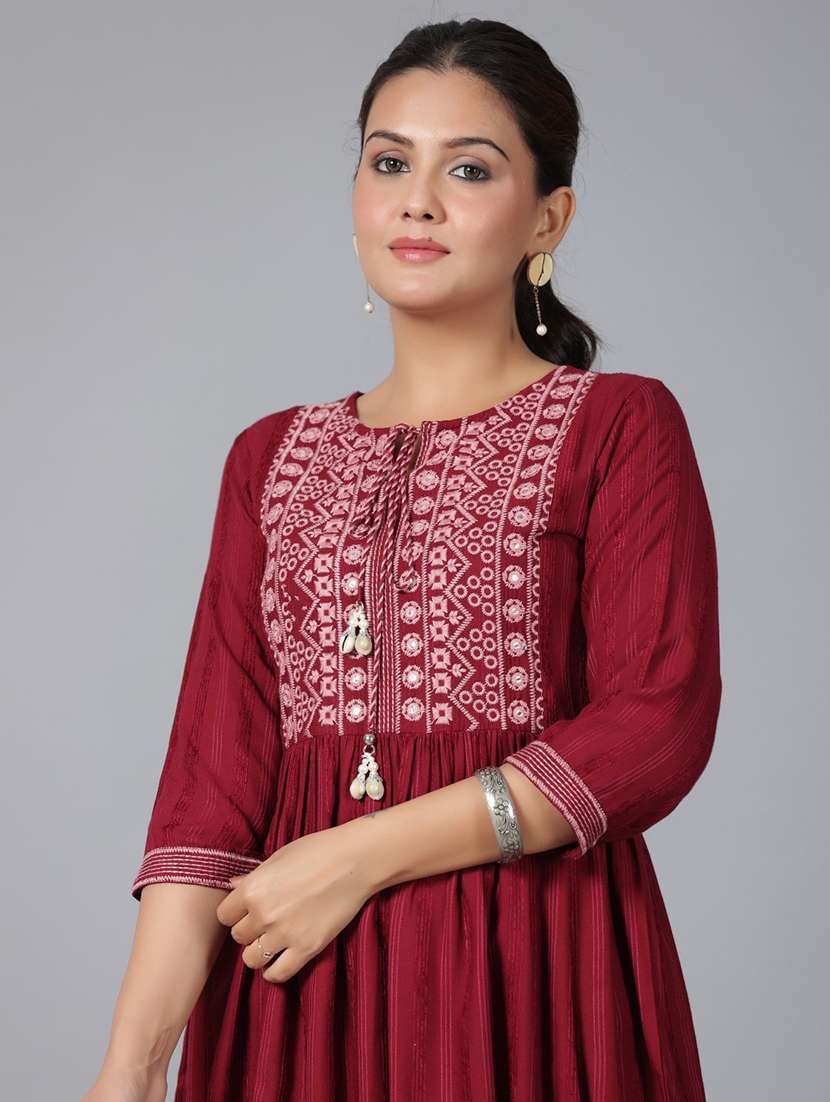 women maroon rayon peplum top - 22473267 -  Standard Image - 1