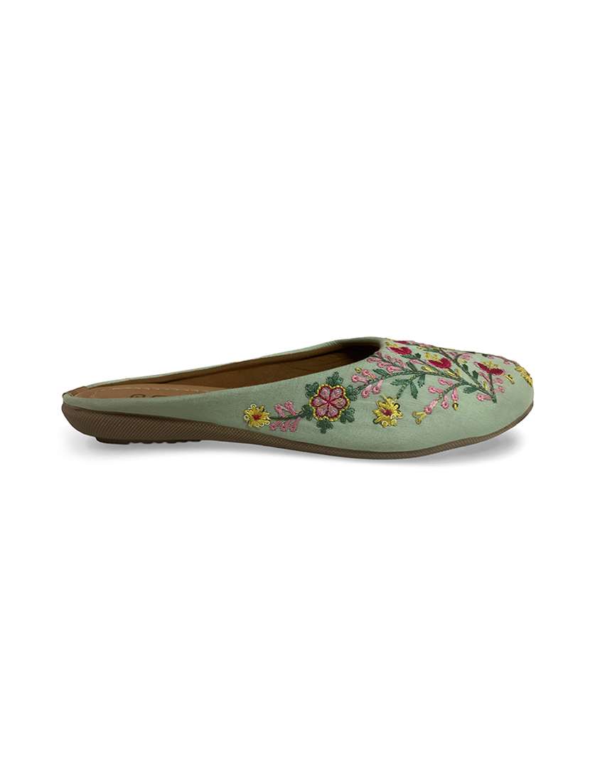 women teal slip on jutis & mojari - 22473268 -  Standard Image - 1