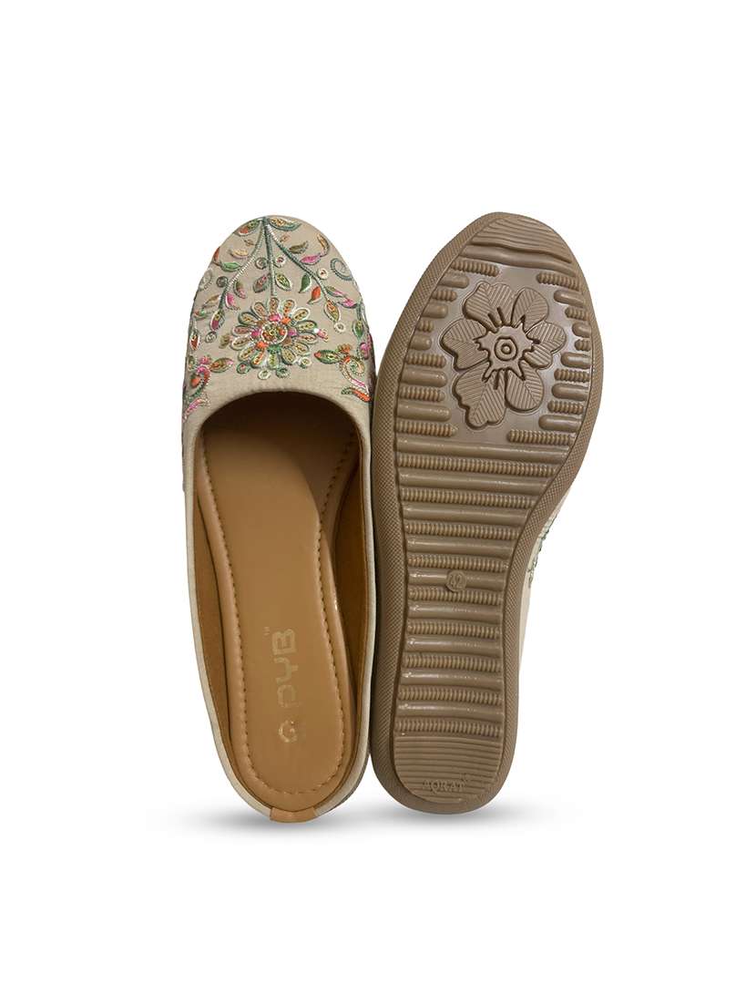 women cream slip on jutis & mojari - 22473271 -  Standard Image - 1