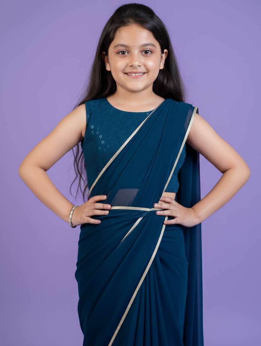 girl ready to wear saree - 22473278 -  Standard Image - 1