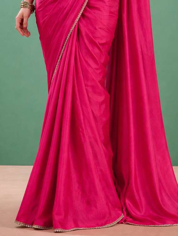women solid with bordered saree with blouse - 22473305 -  Standard Image - 1