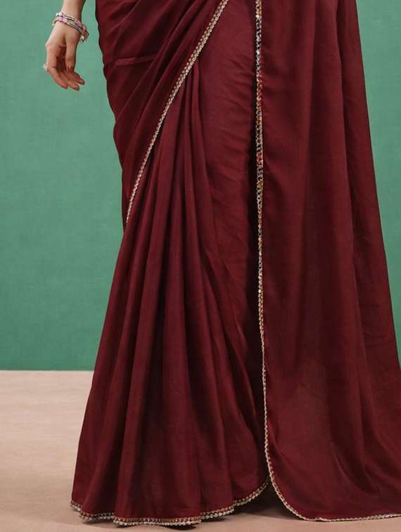 women solid with bordered saree with blouse - 22473306 -  Standard Image - 1