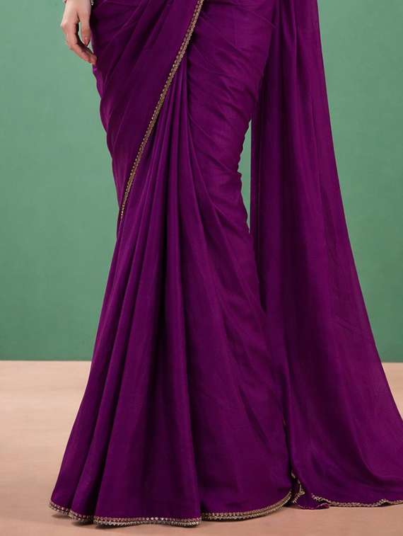 women solid with bordered saree with blouse - 22473307 -  Standard Image - 1