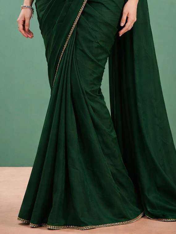 women solid with bordered saree with blouse - 22473308 -  Standard Image - 1