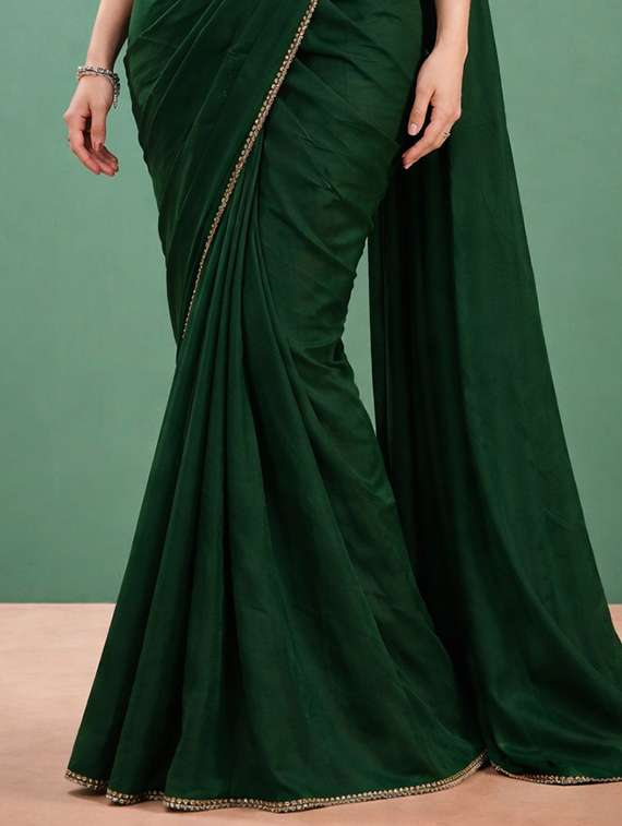 women solid with bordered saree with blouse - 22473308 -  Standard Image - 1