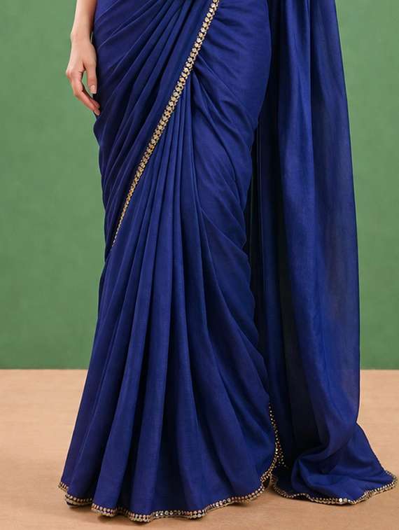 women solid with bordered saree with blouse - 22473310 -  Standard Image - 1