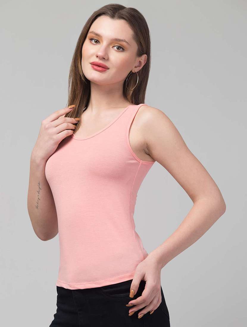 women solid pink viscose tank top top - 22473329 -  Standard Image - 1