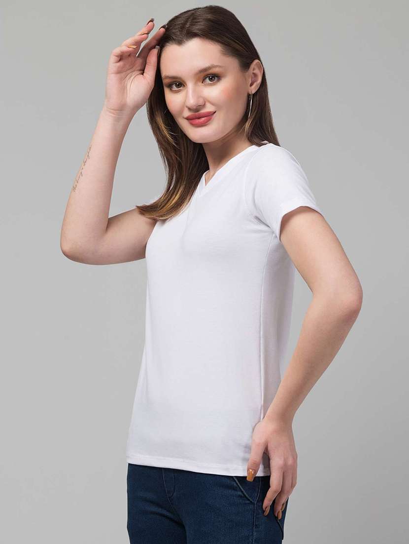 women solid white viscose regular top - 22473332 -  Standard Image - 1
