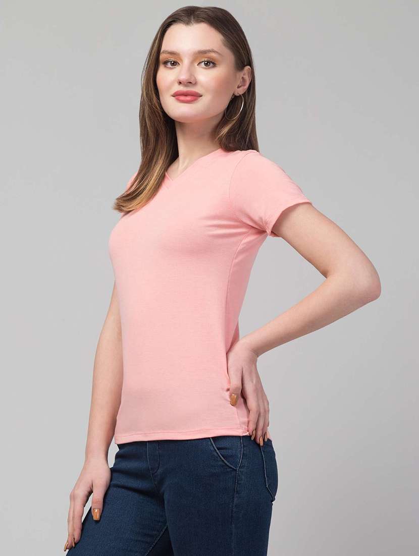 women solid short sleeve straight top - 22473338 -  Standard Image - 1