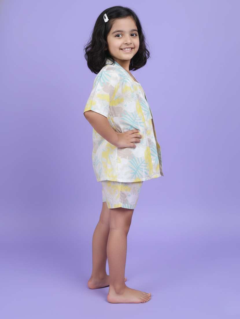 Girls Yellow Viscose Shorts & Top Set Co-ord Set - 22473360 -  Standard Image - 1