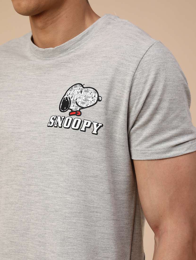 grey cotton blend front & back print tshirt - 22473388 -  Standard Image - 1