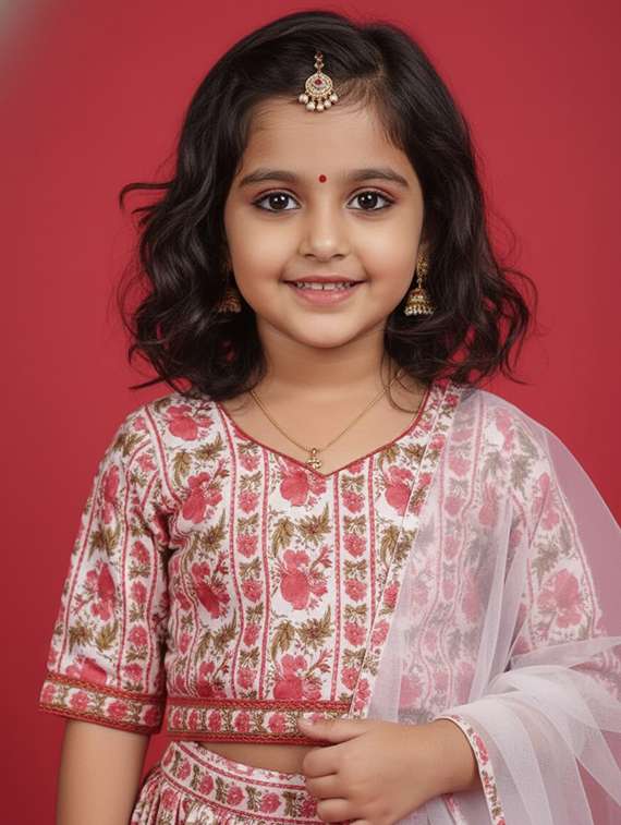 girls maroon viscose lehenga choli - 22473419 -  Standard Image - 1