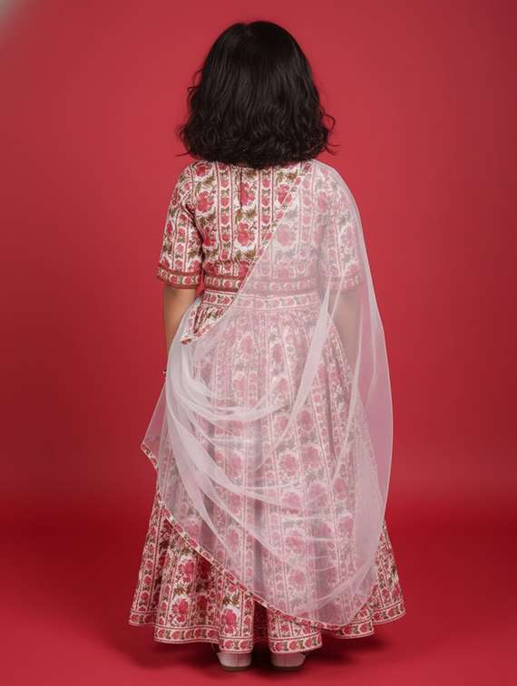 girls maroon viscose lehenga choli - 22473419 -  Standard Image - 4