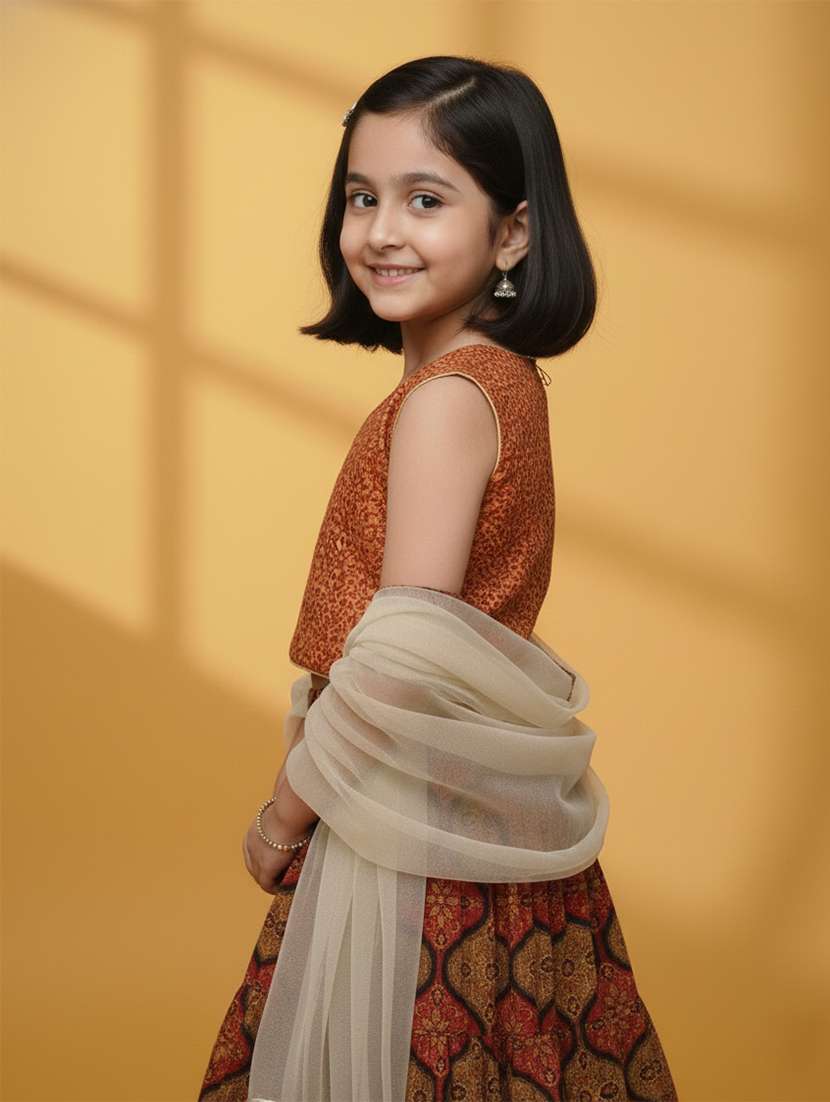 girls multi colored cotton lehenga choli - 22473422 -  Standard Image - 4