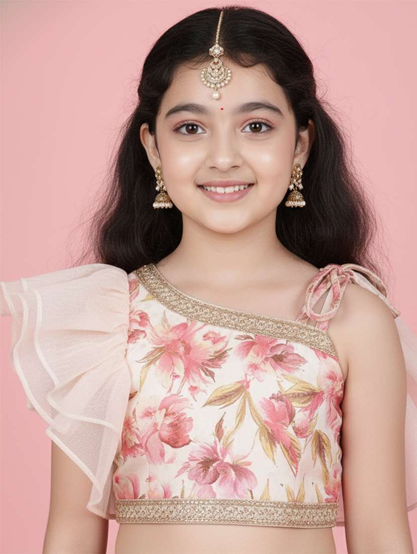 girls floral multi colored viscose lehenga choli - 22473425 -  Standard Image - 1