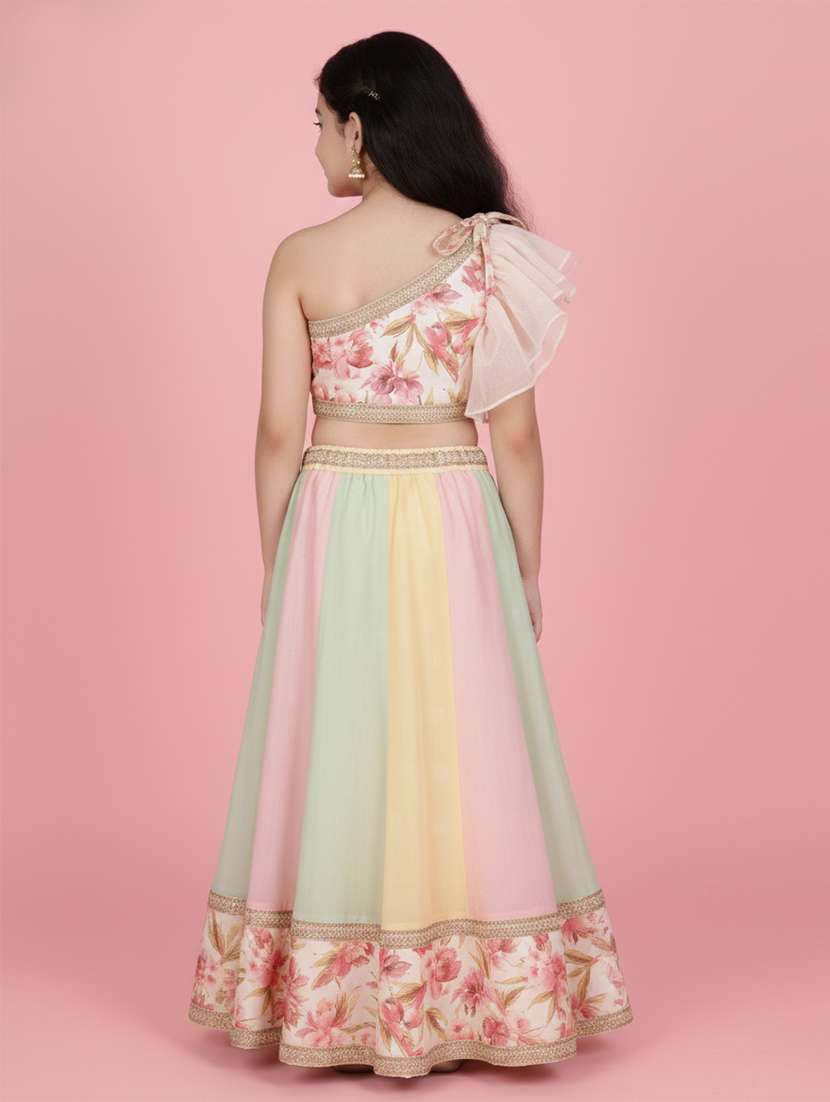 girls floral multi colored viscose lehenga choli - 22473425 -  Standard Image - 4