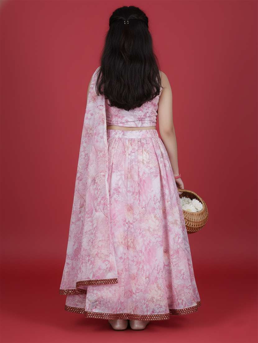 girls rosewater viscose lehenga choli - 22473434 -  Standard Image - 4
