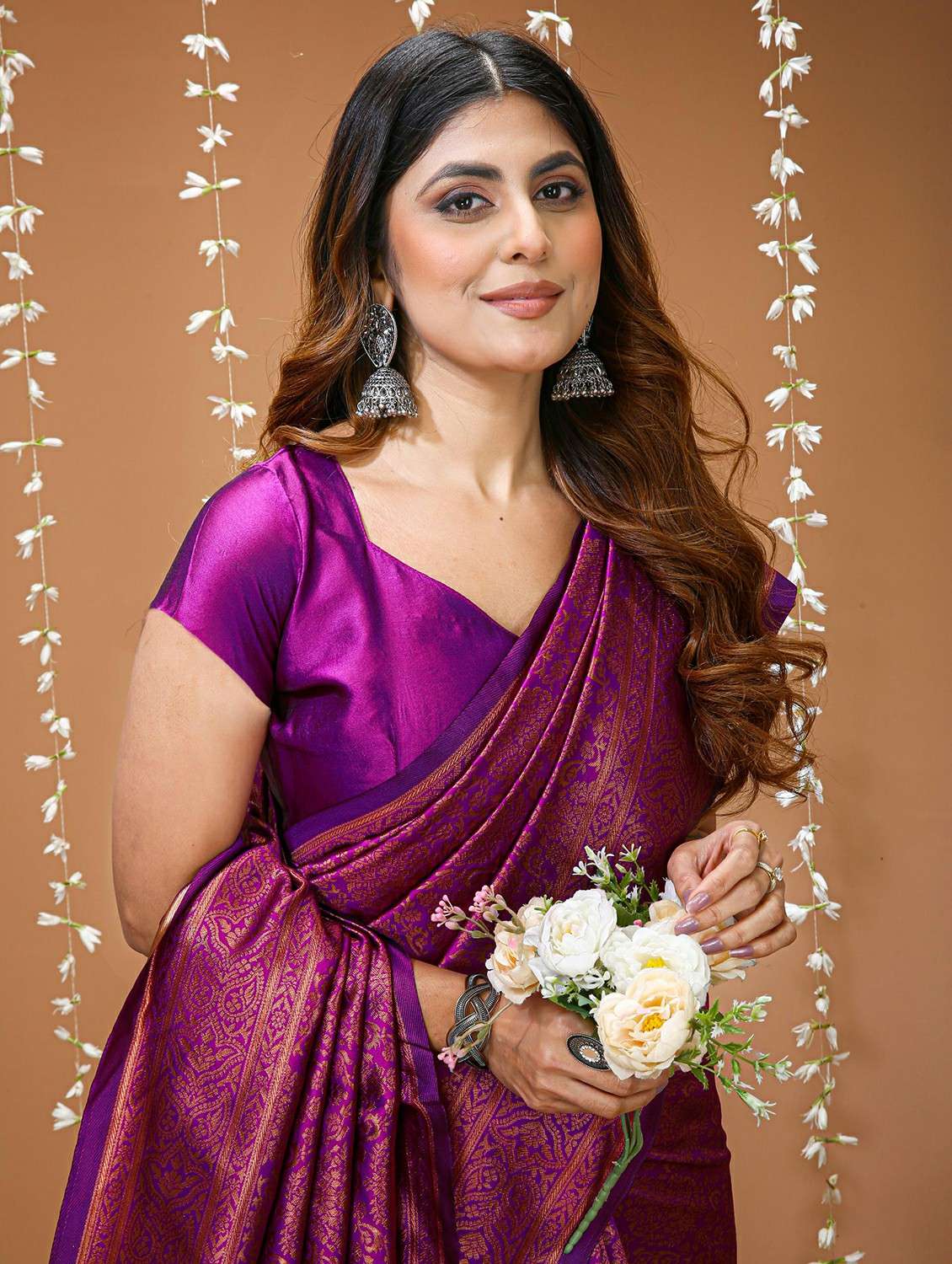 Women Purple Kanjivaram Saree With Blouse - 22473497 -  Standard Image - 1