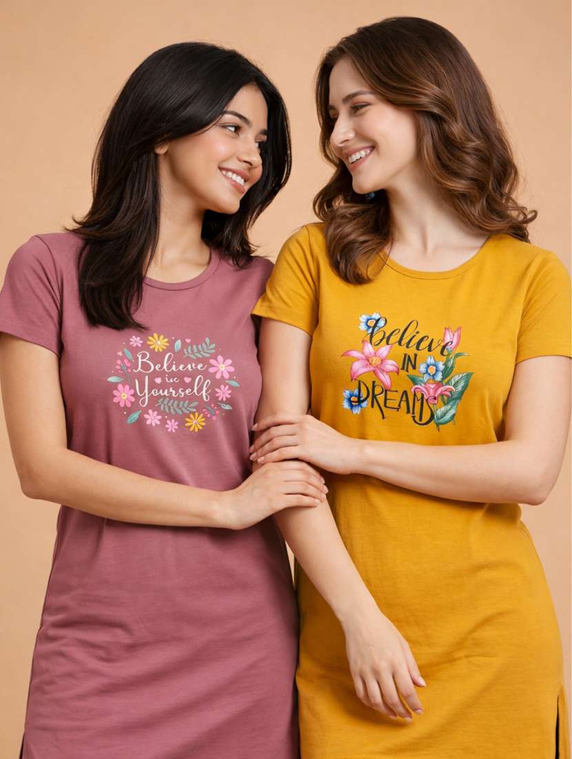 women pack of 2 printed short sleeve loungewear t-shirt