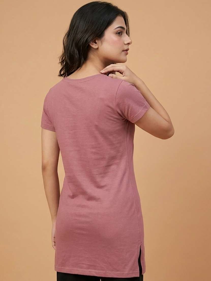 women printed  peach cotton blend front print t-shirt - 22473624 -  Standard Image - 4