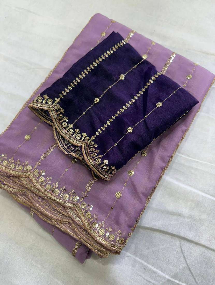 women lavender embroidered saree with blouse - 22473659 -  Standard Image - 1