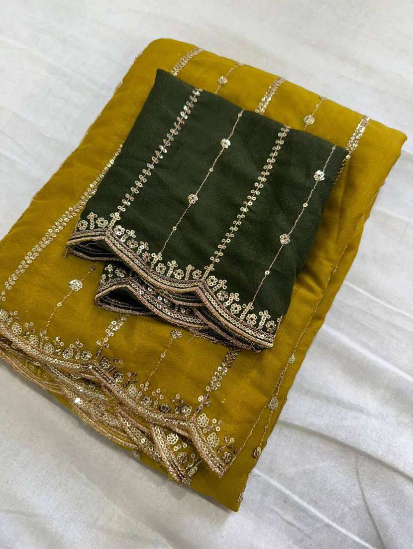 women mustard embroidered saree with blouse - 22473660 -  Standard Image - 1