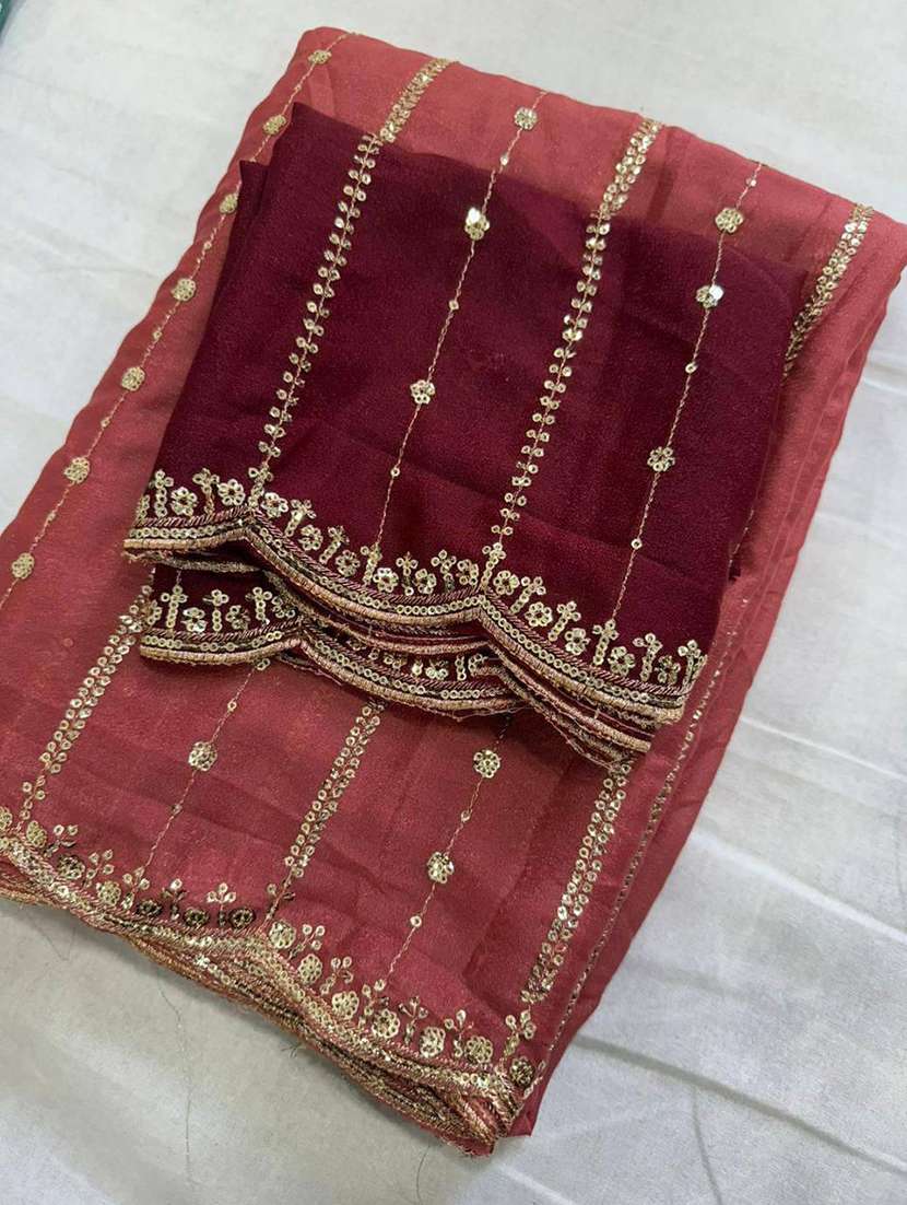 women embroidered saree with attached blouse with blouse - 22473662 -  Standard Image - 1