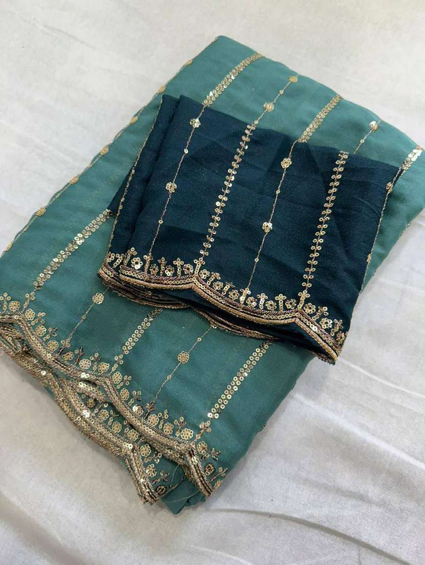 women solid with work embellished saree with blouse - 22473663 -  Standard Image - 1