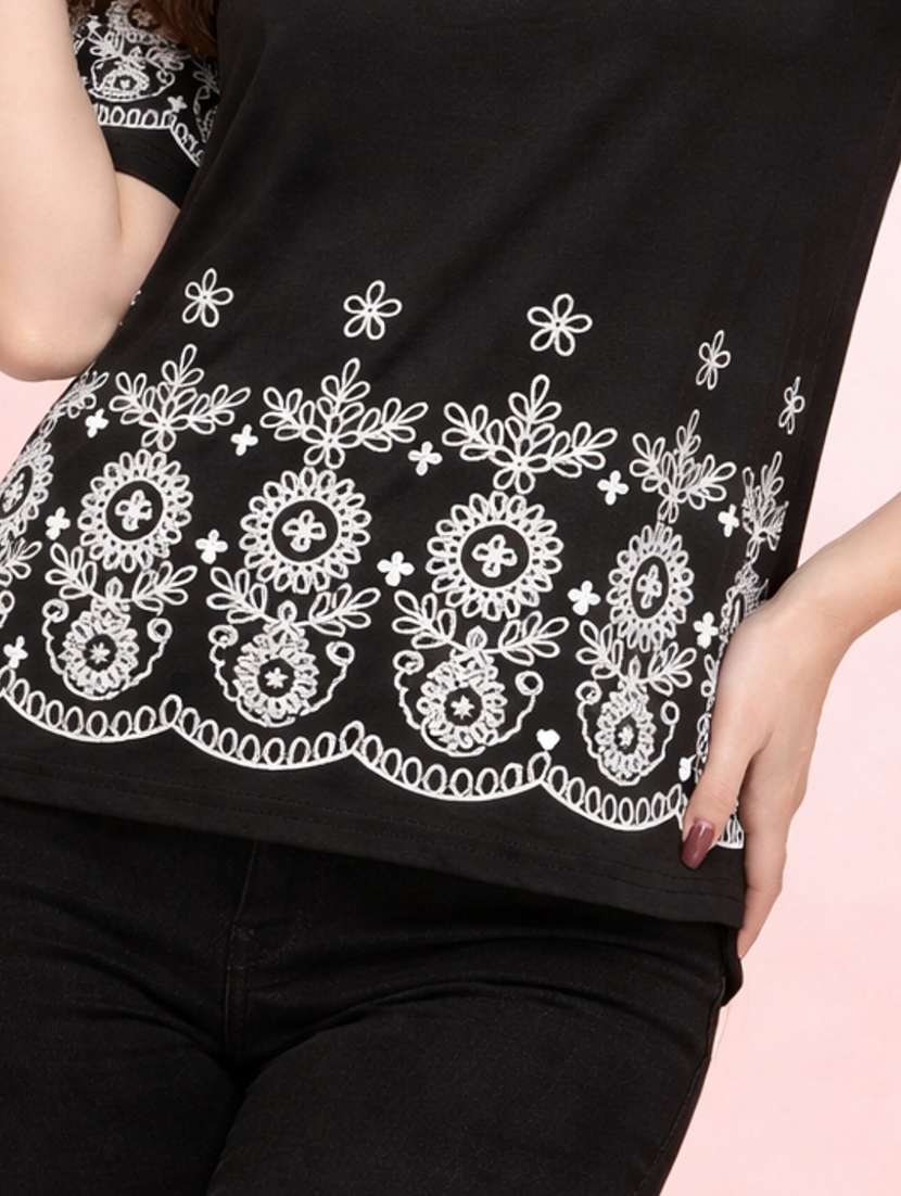 women black cotton crop top - 22473666 -  Standard Image - 1