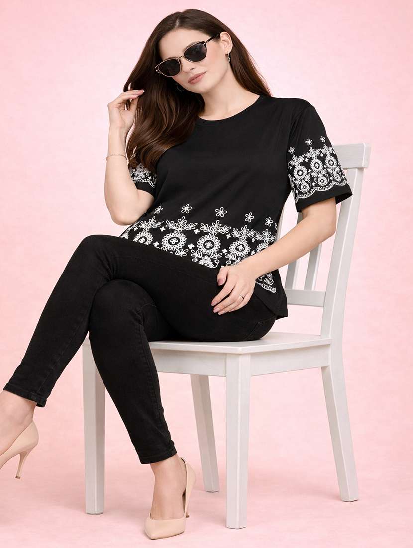 women black cotton crop top - 22473666 -  Standard Image - 4