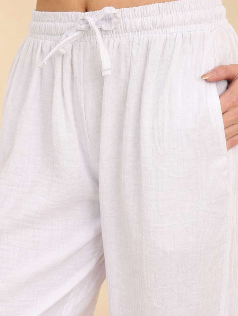 women off white cotton s pajama - 22473674 -  Standard Image - 1
