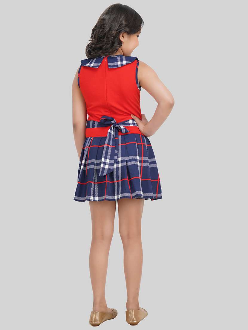 Girls Red Polyester Fit & Flare Dress - 22473724 -  Standard Image - 4