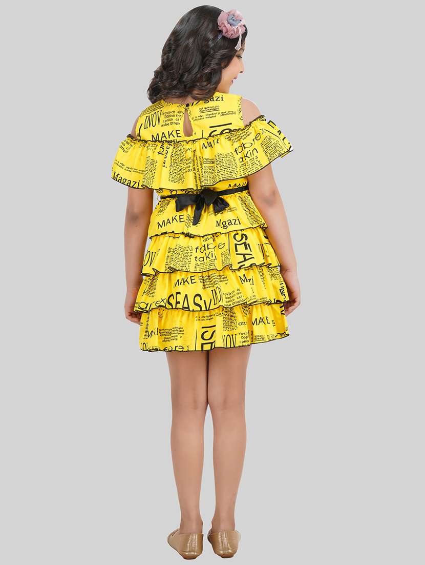 girl yellow polyester fit & flare dress - 22473730 -  Standard Image - 4