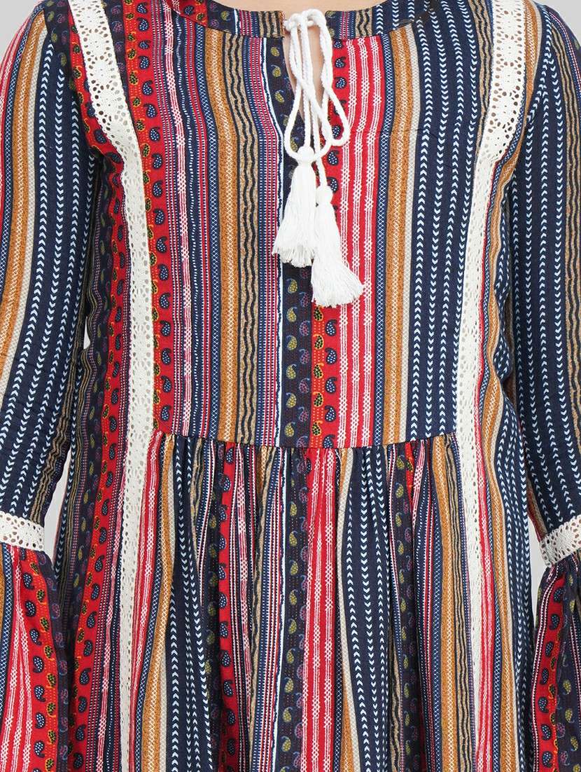 girl multi colored viscose fit & flare dress - 22473731 -  Standard Image - 1