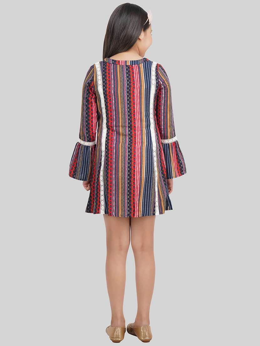 girl multi colored viscose fit & flare dress - 22473731 -  Standard Image - 4