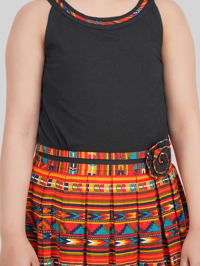 girls multi colored viscose fit & flare dress - 22473732 -  Standard Image - 1