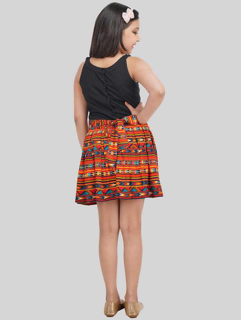 girls multi colored viscose fit & flare dress - 22473732 -  Standard Image - 4