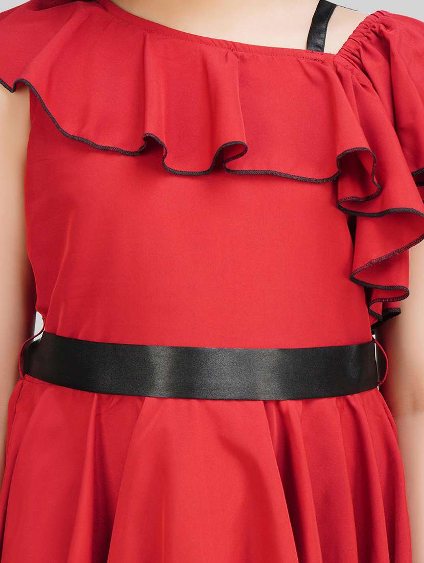 girl printed maroon polyester a-line dress - 22473739 -  Standard Image - 1