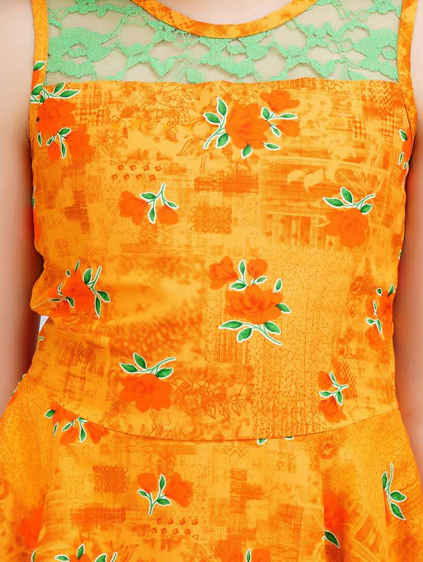 girls orange viscose a-line dress - 22473740 -  Standard Image - 1