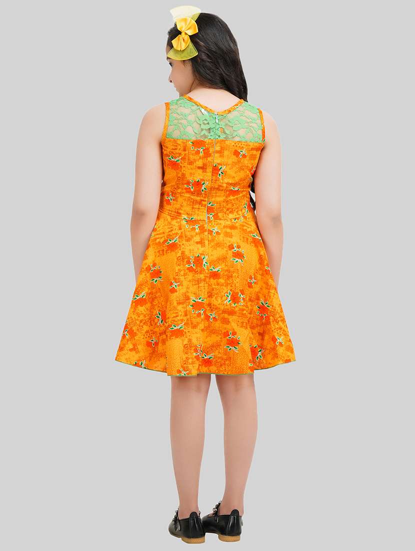 girls orange viscose a-line dress - 22473740 -  Standard Image - 4
