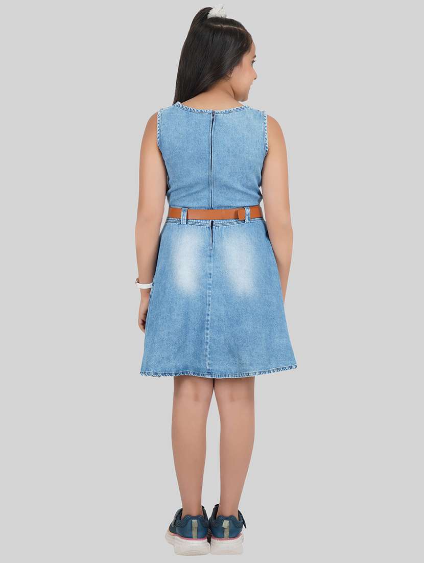 Girls Blue Cotton A-line Dress - 22473747 -  Standard Image - 4